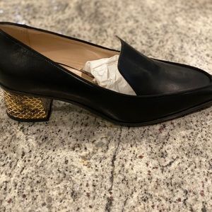 Lafayette 148 Lucia Loafer Black Leather Exotic